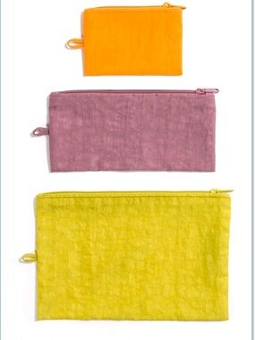 BAGGU Flat Pouch Set - Orange, Pink, Yellow